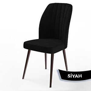 Sun Serisi 70x114 Açılabilir Barok Ahşap Desen Masa Takımı Ve 6 Siyah Sandalye