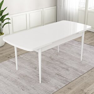 Nix Serisi Açılabilir 70x114 Beyaz Mutfak Masası Takımı Ve 6 Cappucino Sandalye