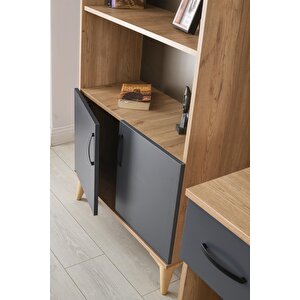 Kumsal Dolaplı 5 Raflı Kitaplık 80x30x195cm