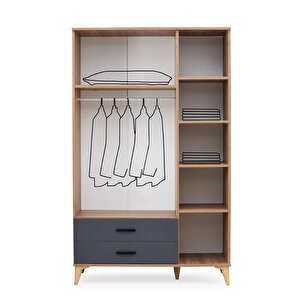 Kumsal 3 Kapılı 2 Çekmeceli Gardrop Elbise Dolabı 120x48x195cm