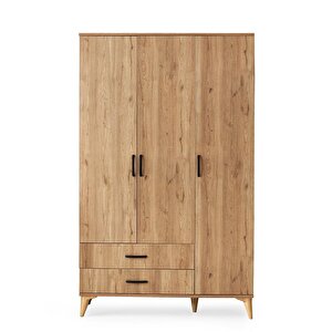 Kumsal 3 Kapılı 2 Çekmeceli Gardrop Elbise Dolabı 120x48x195cm