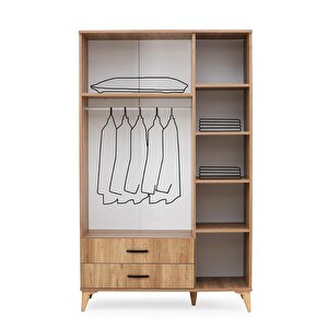 Kumsal 3 Kapılı 2 Çekmeceli Gardrop Elbise Dolabı 120x48x195cm