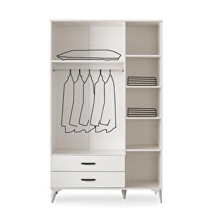 Kumsal 3 Kapılı 2 Çekmeceli Gardrop Elbise Dolabı 120x48x195cm