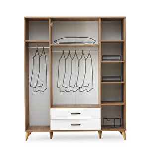 Kumsal 4 Kapılı 2 Çekmeceli Gardrop Elbise Dolabı 160x48x195cm