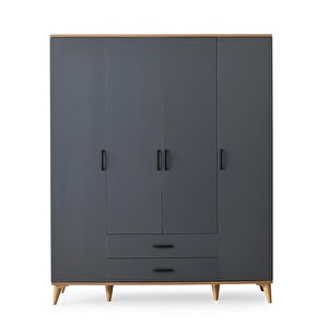 Kumsal 4 Kapılı 2 Çekmeceli Gardrop Elbise Dolabı 160x48x195cm