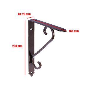 2 Adet Ferforje Raf Altı Ayak Dekoratif Raf Tutucu Bakır Montaj Aparatı 155 X 230 Mm (büyük  Boy)