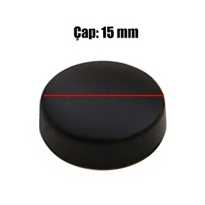 Dekoratif Vida Kapağı Kapatıcı 15 Mm Mat Siyah Metal Vida Tapası Tıpası (100 Adet)
