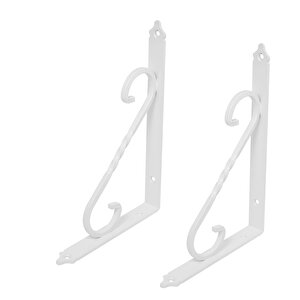 Ferforje Raf Altı Ayak Dekoratif Raf Tutucu Beyaz Montaj Aparatı 2 Adet 110 X 155 Mm (küçük Boy)