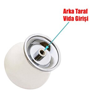 Mürdüm Düğme Çekmece Dolap Kapak Kulpu Kulbu Krom Seramik Kulp