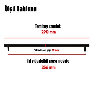 Hitit Çekmece Dolap Kapak Kulpu Kulbu 256 Mm Mat Siyah Metal Kulp