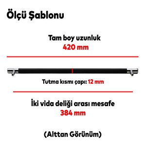 Hitit Mobilya Çekmece Mutfak Dolap Dolabı Kulpu Kulpları Kulbu 384 Mm Mat Siyah Krom Metal Kulp