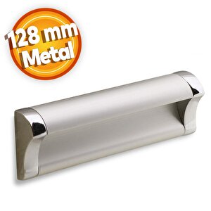 Plus Mobilya Mutfak Dolap Dolabı Kapak Çekmece Kulpu Kulbu (128 Mm-12.8 Cm) Mat Krom Metal Kulpları