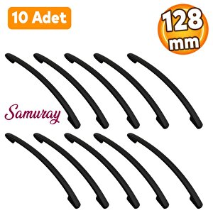 10 Adet Samuray Mobilya Mutfak Dolap Çekmece Dolabı Metal Siyah Kulpu Kulbu Kulpları 128 Mm-12.8 Cm