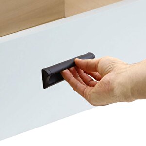 Plus Mobilya Mutfak Dolap Dolabı Kapak Çekmece Kulpu Kulbu (128 Mm-12.8 Cm) Mat Siyah Metal Kulpları