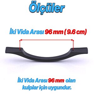 Gül Zirve Çekmece Dolap Dolabı Kulpu Kulbu (96 Mm-9.6 Cm) Mat Siyah Metal Kulpları Mobilya Mutfak