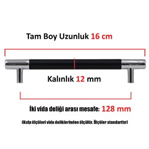 Hitit Mobilya Mutfak Dolap Dolabı Çekmece Kulpu Kulbu Krom Mat Siyah Metal (128 Mm-12.8 Cm) Kulpları