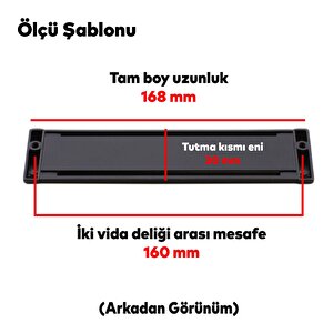 Plus Mobilya Mutfak Dolap Dolabı Kapak Çekmece Kulpu Kulbu (160 Mm-16.0 Cm) Mat Siyah Metal Kulpları