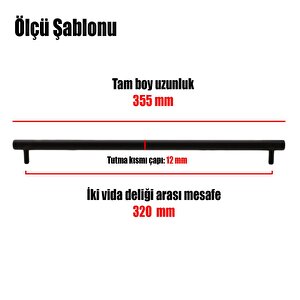 Hitit Çekmece Dolap Kapak Kulpu Kulbu 320 Mm Mat Siyah Metal Kulp
