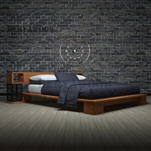 Mar Masi̇f Ahşap Çi̇ft Ki̇şi̇li̇k Karyola 200x200 - Açik Cevi̇z Renk