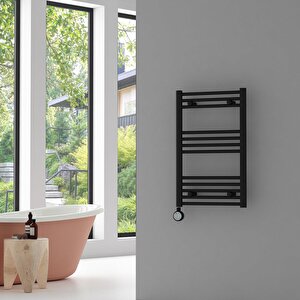 Nile Sulu Elektrikli Çelik Havlupan 800*500 Ral 9005 Kumlu Siyah (dijital Fişli Kit)