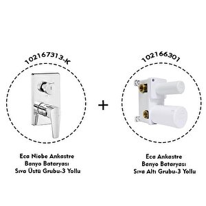Eca Niobe Ankastre Banyo Bataryası 2 Parça Set / 3 Yollu (102167313-k+102166301)