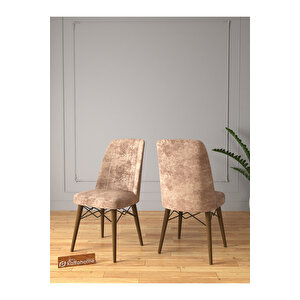 Riff Serisi , 80x130 Kapalı 80x170 Açılabilir Barok Mutfak Masa Takımı 6 Cappucino Sandalye Cappuccino