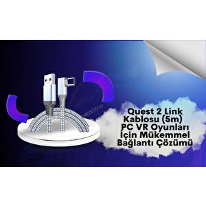 Cosmostech Meta Quest 2 Sanal Gerçeklik Gözlüğü Için Link Kablosu 1/2/3/pro/pico Uyumlu 3.2 Hızlı Data Kablosu 5m – G