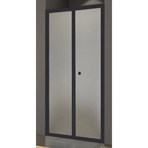 Duşakabin Ön Cephe Katlanır Akordiyon Kapı Siyah Profil Buzlu Cam Yükseklik 190cm Ölçü : 93 Cm 93 cm