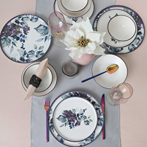 Purple Flower Yemek Takımı 24 Parça 6 Kişilik