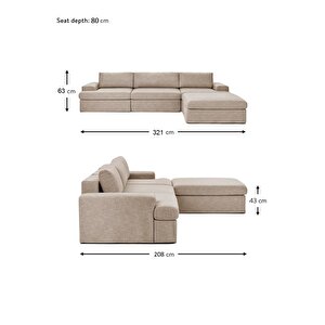 Mode Siesta Pro Kuş Tüyü Köşe Koltuk Takımı 4 Modül 11 Kahverengi Keten Kumaş İşbir Sünger(dairenize Teslim)