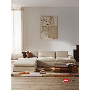 Mode Siesta Pro Kuş Tüyü Köşe Koltuk Takımı 4 Modül 05 Bej Keten Kumaş İşbir Sünger(dairenize Teslim) Bej