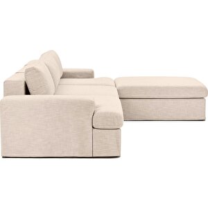 Mode Siesta Pro Kuş Tüyü Köşe Koltuk Takımı 4 Modül 05 Bej Keten Kumaş İşbir Sünger(dairenize Teslim)