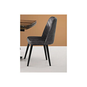 Açılır Kütük Masa Ve Merida Sandalye Takımı, Gri Siyah , 130x80