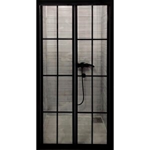 Duşakabin Ön Cephe Katlanır Akordion Kapı Siyah Folyo Çizgi Yükseklik 190cm Ölçü : 102 Cm 102 cm