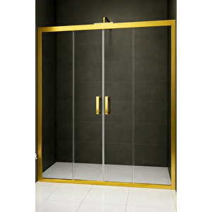 Duşakabin Ön Cephe Altın Profil Şeffaf Cam 5mm H:190 - Ölçü : 102 102 cm