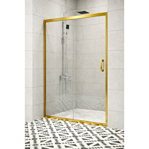 Duşakabin Ön Cephe Altın Profil Şeffaf Cam 5mm H:190 - Ölçü : 102 102 cm