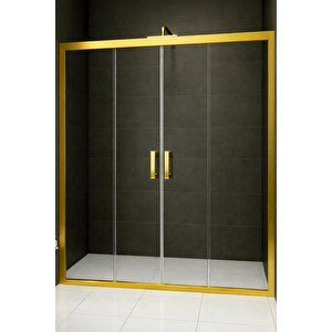 Duşakabin Ön Cephe Altın Profil Şeffaf Cam 5mm H:190 - Ölçü : 170 170 cm