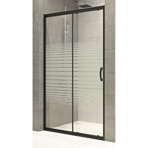 Durul Duşakabin Ön Cephe Siyah Profil Çizgili 5mm Cam H:190 - Ölçü : 133