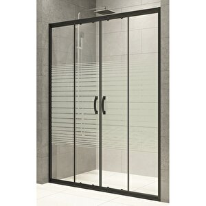 Duşakabin Ön Cephe Siyah Profil Çizgili 5mm Cam H:190 - Ölçü : 171 171 cm