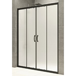 Duşakabin Ön Cephe Siyah Profil Buzlu 5mm Cam H:190 - Ölçü : 145 145 cm