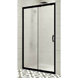 Duşakabin Ön Cephe Siyah Profil Buzlu 5mm Cam H:190 - Ölçü : 145 145 cm