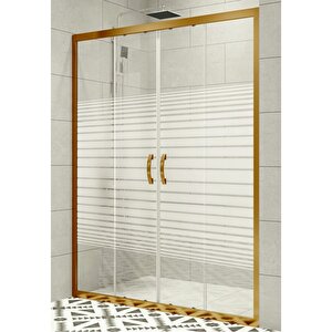Duşakabin Ön Cephe Altın Profil Çizgili Cam 5mm H:190 - Ölçü : 153 153 cm
