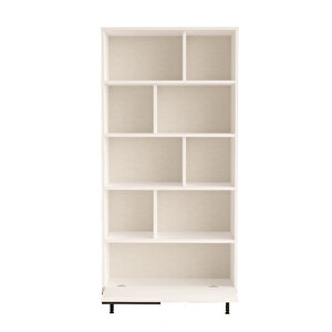 Robin Home Kitaplık Raf Metal Ayaklı 176cm Kapaklı Beyaz