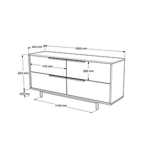 Robin Home Lidya Konsol 4 Kapaklı Metal Ayaklı 160cm Sepet