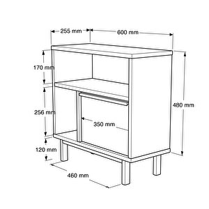 Robin Home Lidya Yan Sehpa Komodin Kapaklı Metal Ayaklı Uv Baskı Sepet-jüt