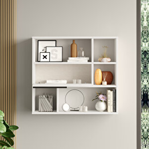 Robin Home Lidya Duvar Rafı Kitaplık Kapaklı Beyaz