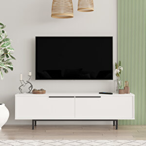 Lidya Tv Ünitesi Sehpası Metal Ayaklı 160cm Beyaz