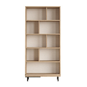 Robin Home Lidya Kitaplık Raf Metal Ayaklı 176cm Uv Baskı Kapaklı Sepet-jüt