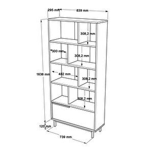 Robin Home Lidya Kitaplık Raf Metal Ayaklı 176cm Uv Baskı Kapaklı Sepet-jüt