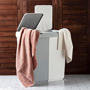 Duo Dokunmatik Laundry Çamaşır Sepeti 80 Litre Gri Beyaz